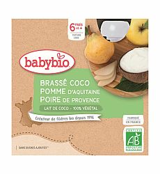 BABYBIO Desiata s kokosovým mliekom - jablko a hruška 4x 85 g