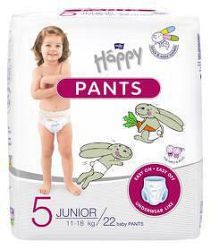 BELLA HAPPY Pants Nohavičky plienkové jednorazové 5 Junior (11-18 kg) 22 ks