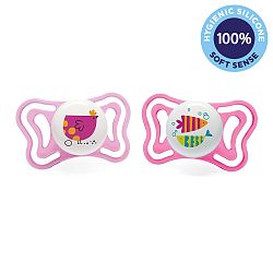 Chicco cumlík Physio Light silikon dievča vtáčik/rybky 2 ks V000912