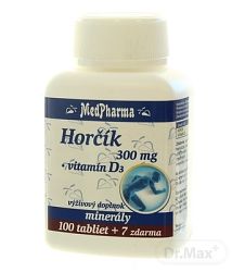 MedPharma Horčík 300 mg + Vitamín D3 107 tabliet